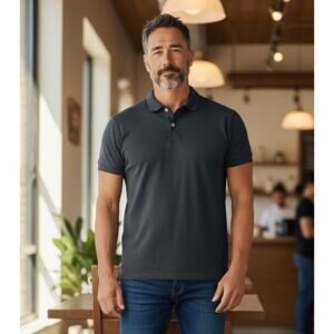 Peter Millar Men’s Dark Gray Pima Cotton Short Sleeve Polo Shirt Size M